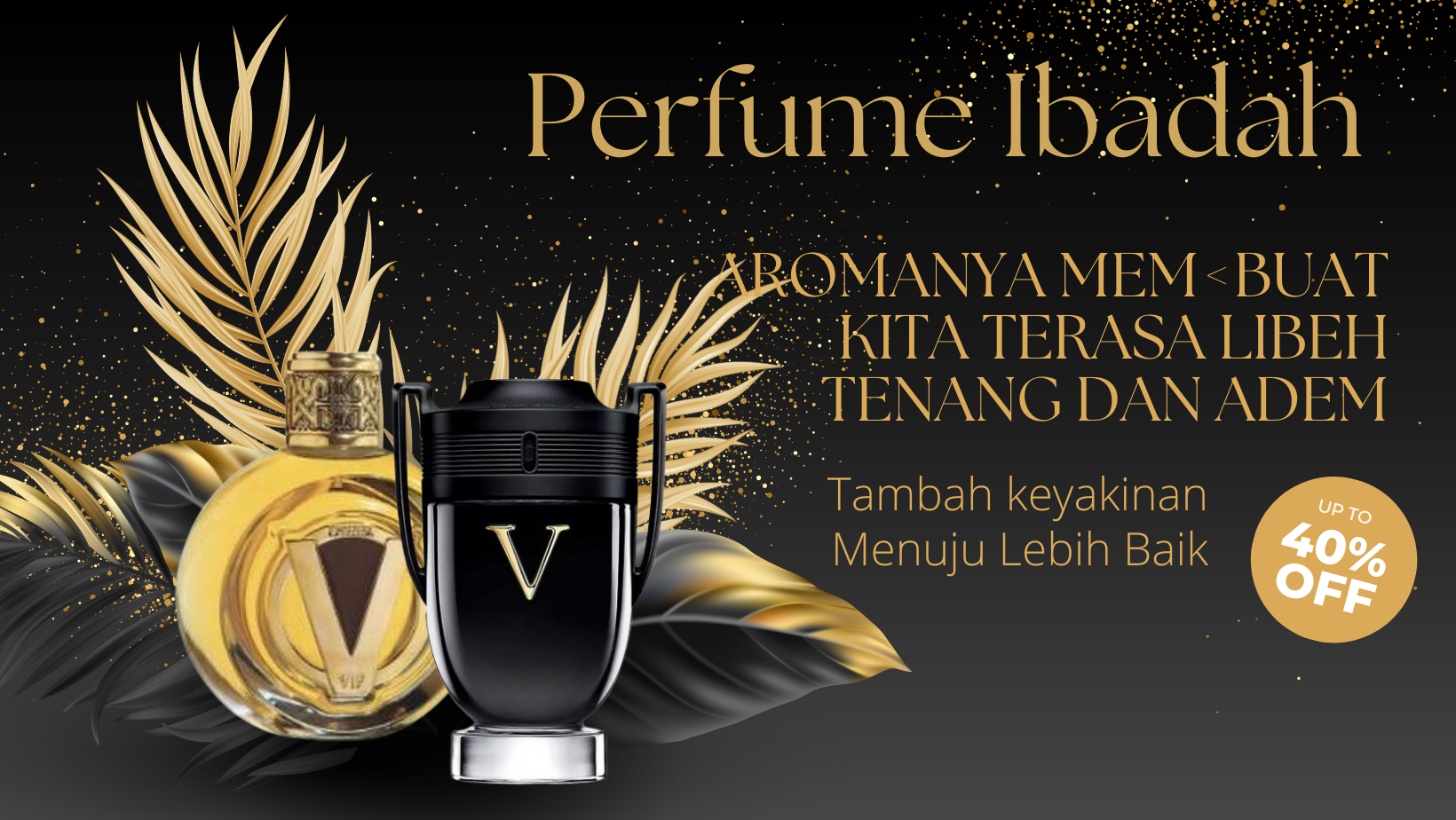 Black Gold Glitter Luxury Cosmetic Product Sale Facebook Cover